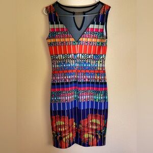 Women’s Joseph Ribkoff Bright Multicolored Patterned Dress, Size 8